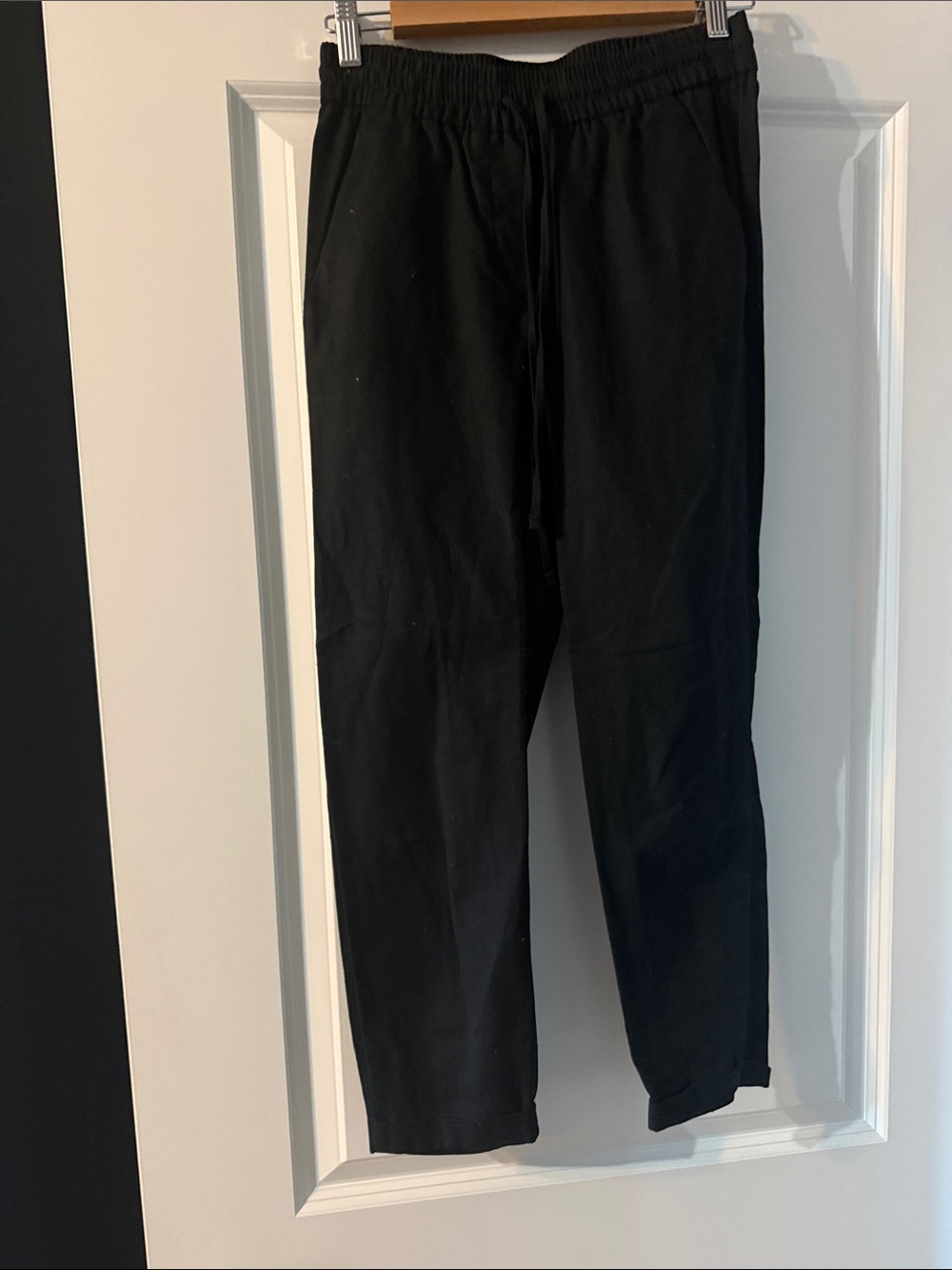 J. Crew Black cropped Drawstring linen Pants